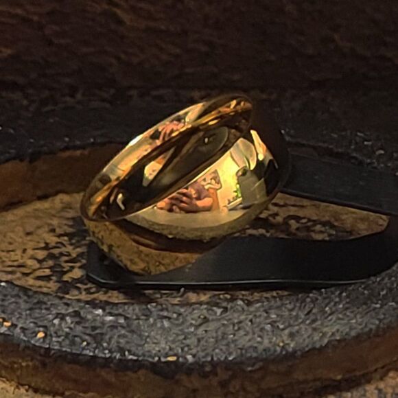 Personalized Men's Gold Titanium Wedding Ring - Wedding Ring For Guys - Picture 7 of 7